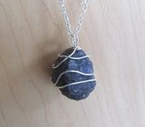 Indigo Iolite Wire Wrapped Natural Gemstone Crystal Pendant Necklace