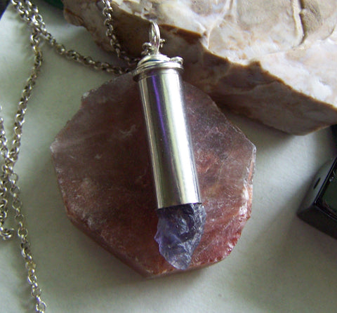 Natural Iolite Indigo Gemstone Crystal Bullet Pendant Necklace – My Mystic  Gems
