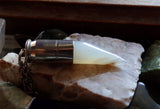 Natural Ivory Agate Horn Silver Bullet Pendant Necklace