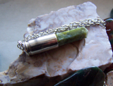 Nephrite Green Jade Silver Bullet Jewelry Pendant
