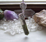 Green Jade Celtic Spiral Bullet Pendant Necklace