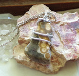 Ocean Jasper Natural Stone Wire Wrapped Pendant Necklace