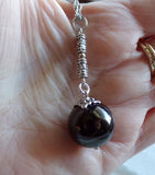 Black Jet Natural Stone Ball Pendant Necklace