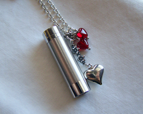 Silver Kaleidoscope Red Hearts Valentine Love Pendant