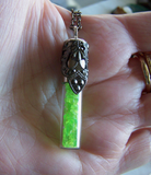 Neon Green Kryptonite Crystals Silver Bullet Pendant