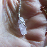 Natural Pink Kunzite Crystal Gemstone Pendant
