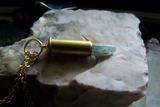 Blue Kyanite Gemstone Brass Bullet Jewelry Pendant