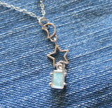 Labradorite Gemstone Celestial Sterling Silver Moon Star Pendant Necklace
