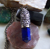 Blue Lapis Lazuli Filigree Bullet Jewelry Pendant Necklace