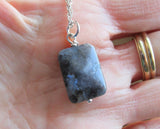 Larvikite Natural Gemstone Faceted Crystal Pendant Necklace