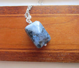 Larvikite Natural Gemstone Faceted Crystal Pendant Necklace