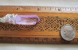 Lavender Aura Quartz Crystal Wire Wrapped Pendant Necklace