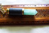 Leather Wrapped Green Aventurine Bullet Jewelry Pendant