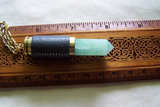Leather Wrapped Green Aventurine Bullet Jewelry Pendant