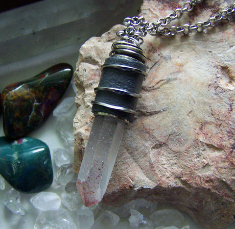 Crystal Healing Point / Glow in the Dark Pendant / Quartz Necklace /