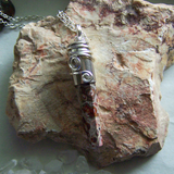 Leopard Skin Jasper Natural Stone Wire Wrapped Bullet Pendant