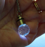 White Light Up LED Swarovski Crystal Disco Ball Pendant Necklace