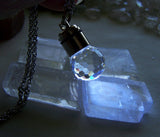 White Light Up LED Swarovski Crystal Disco Ball Pendant Necklace