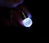White Light Up LED Swarovski Crystal Disco Ball Pendant Necklace
