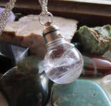 Light Up Golden Yellow Natural Quartz Air Elmental Crystal Ball Pendant Necklace
