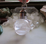 Light Up Golden Yellow Natural Quartz Air Elmental Crystal Ball Pendant Necklace