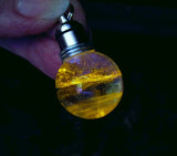 Light Up Golden Yellow Natural Quartz Air Elmental Crystal Ball Pendant Necklace