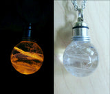 Light Up Golden Yellow Natural Quartz Air Elmental Crystal Ball Pendant Necklace