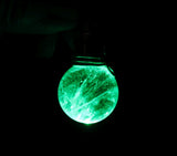 LED Light Up Quartz Earth Elemental Green Crystal Ball Pendant Necklace