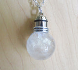LED Quartz Crystal Ball White Light Up Jewelry Pendant Necklace