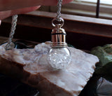 Light Up White LED Herkimer Diamonds Crystal Ball Pendant Necklace