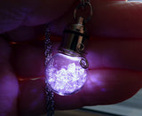 Light Up White LED Herkimer Diamonds Crystal Ball Pendant Necklace