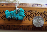 Vintage Natural Turquoise Carved Lion Gemstone Pendant