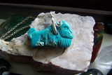 Vintage Natural Turquoise Carved Lion Gemstone Pendant