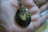 Vintage Gold and Enamel Heart Locket Pendant