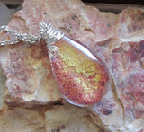 Landscape Quartz Red Gold Lodolite Polished Crystal Pendant Necklace
