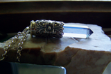 London Blue Quartz Crystal Filigree Silver Bullet Pendant