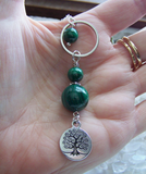 Green Malachite Beads Silver Tree of Life Elemental Necklace