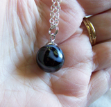 Antique Black and White Glass Swirl Marble Pendant