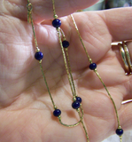 Vintage Monet Blue and Gold Necklace Bracelet Set