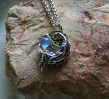 Moon Maiden Vintage Watch Works Moonstone Steampunk Jewelry Pendant