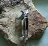 Quartz Crystal Silver Moon Bullet Jewelry Pendant