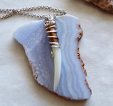 Mother of Pearl Natural Horn Bullet Jewelry Pendant Necklace