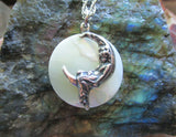 Mother of Pearl Moon Maiden Natural Pendant Necklace