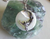 Mother of Pearl Moon Maiden Natural Pendant Necklace