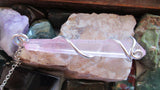 Pink Mystic Quartz Wire Wrapped Crystal Pendant Necklace