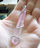 Pink Mystic Quartz Wire Wrapped Crystal Pendant Necklace
