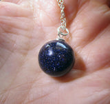 Night Stars Blue Galaxy Crystal Ball Pendant Necklace