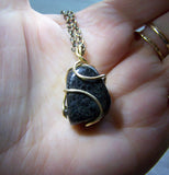 Bronzite Gabbro Wire Wrapped Natural Stone Pendant Necklace