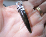 Golden Sheen Black Obsidian Crystal Horn Pendant Necklace