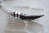 Golden Sheen Black Obsidian Crystal Horn Pendant Necklace
